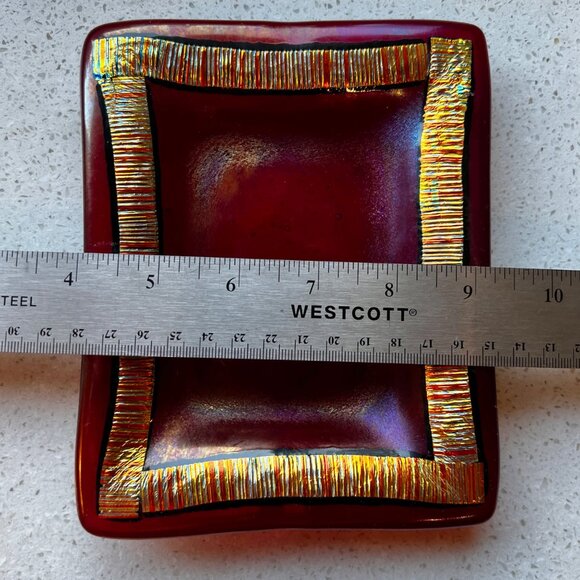 Handcrafted Dichroic Glass Dish With Gold Accents By Cindy Stalnaker of Laguna - Picture 5 of 8